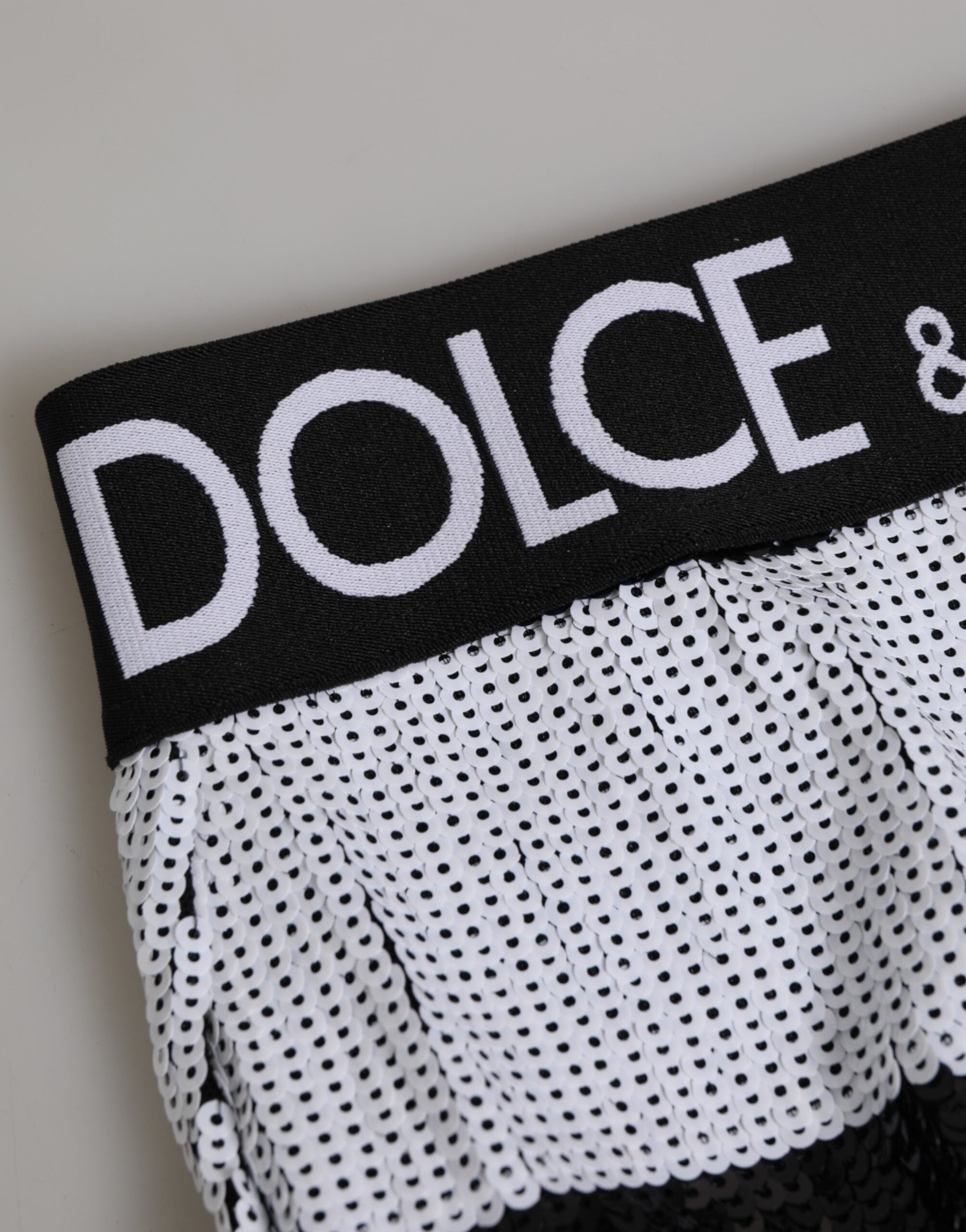Dolce & Gabbana Black White Sequin High Waist Panty Women's Underwear