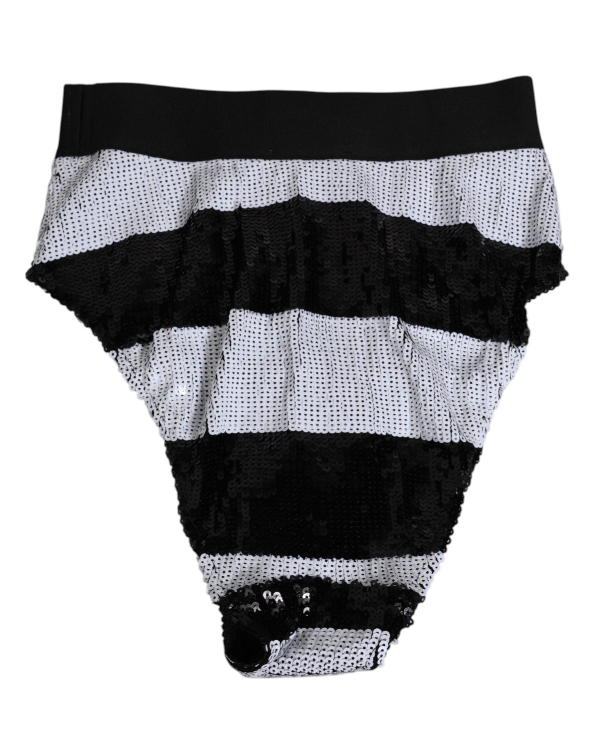 Dolce & Gabbana Black White Sequin High Waist Panty Women's Underwear