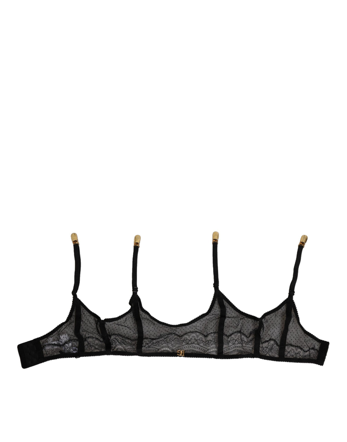 Dolce & Gabbana Black Floral Lace Nylon Strap Garter Women's Underwear