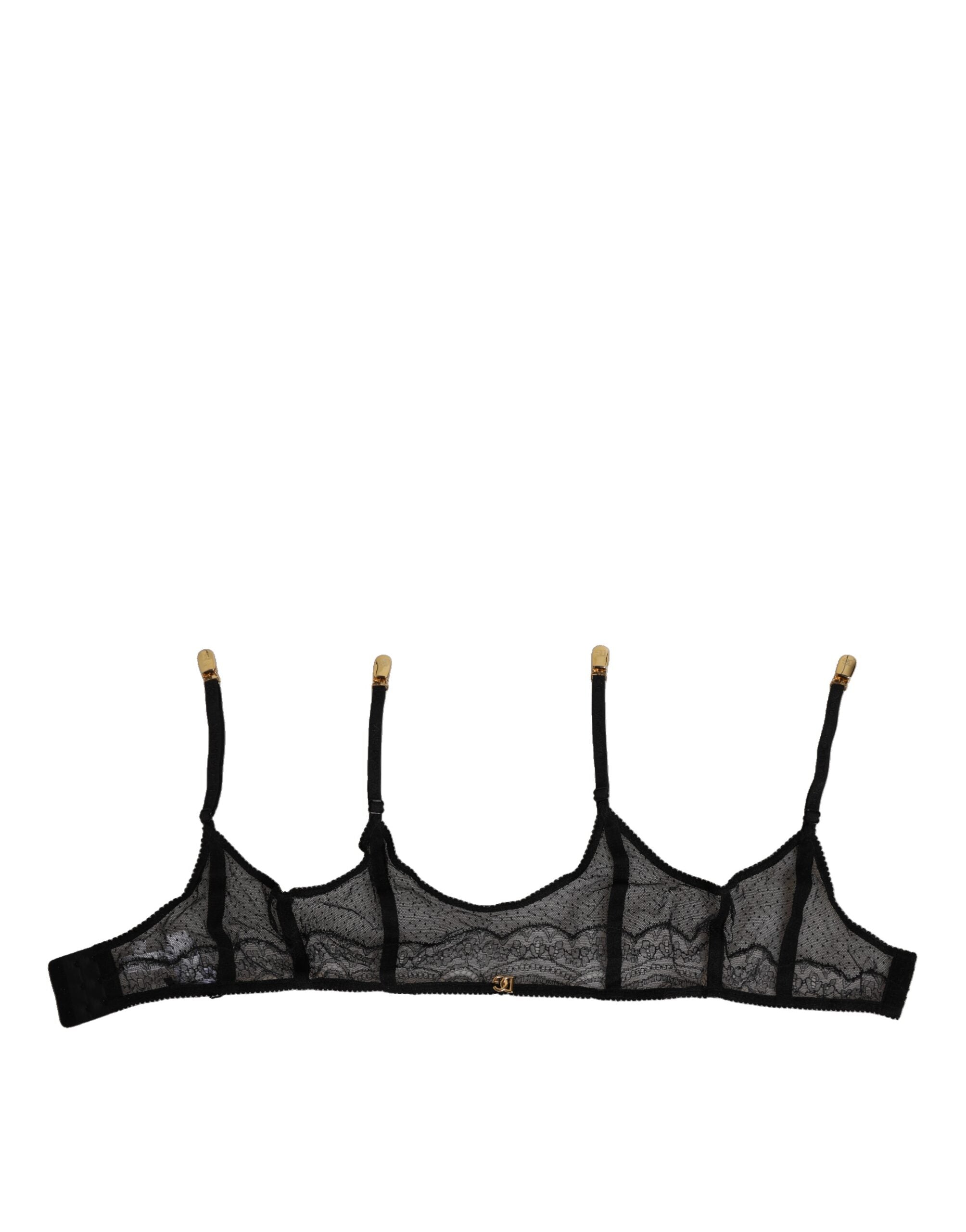 Dolce & Gabbana Black Floral Lace Nylon Strap Garter Women's Underwear