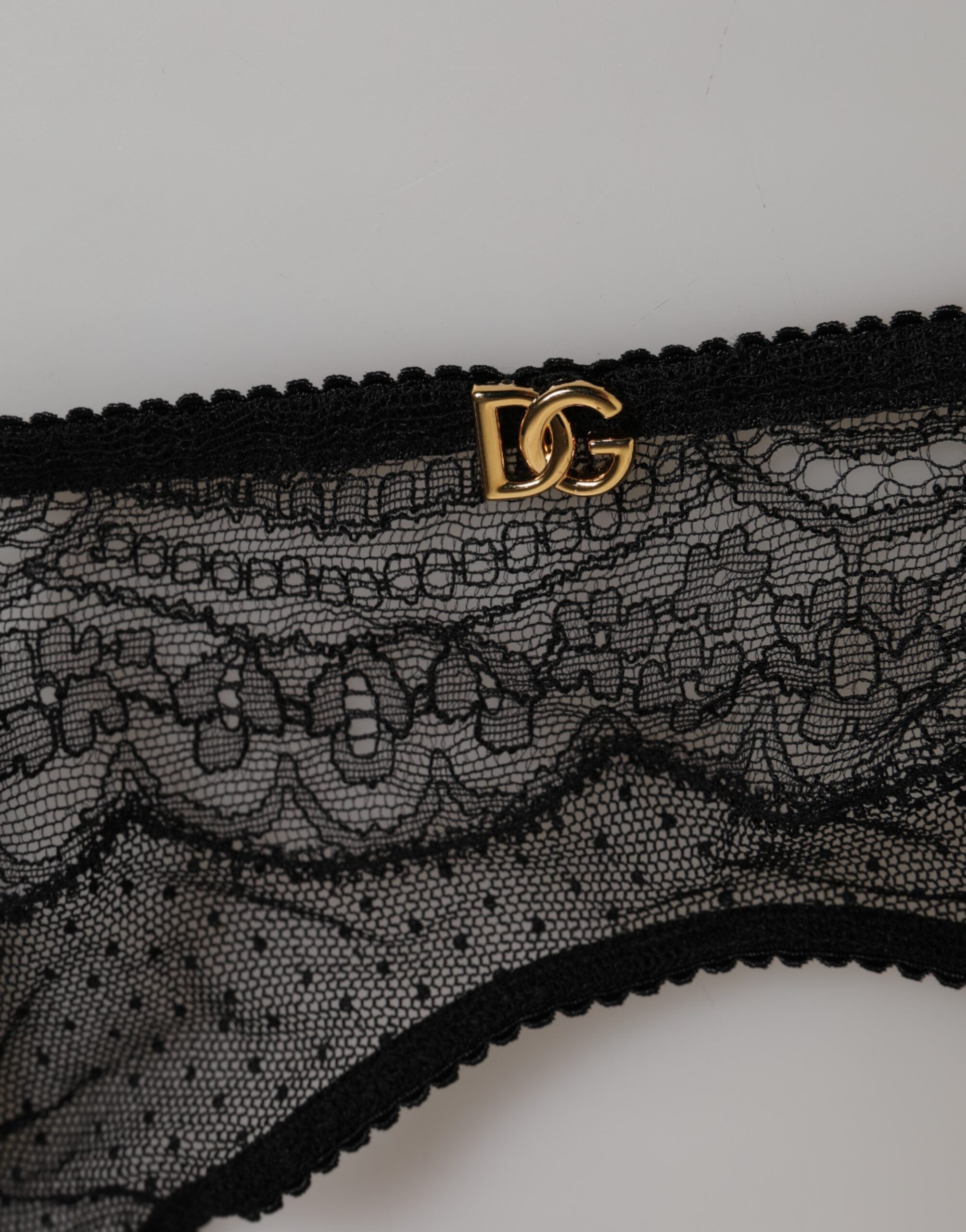 Dolce & Gabbana Black Floral Lace Nylon Strap Garter Women's Underwear