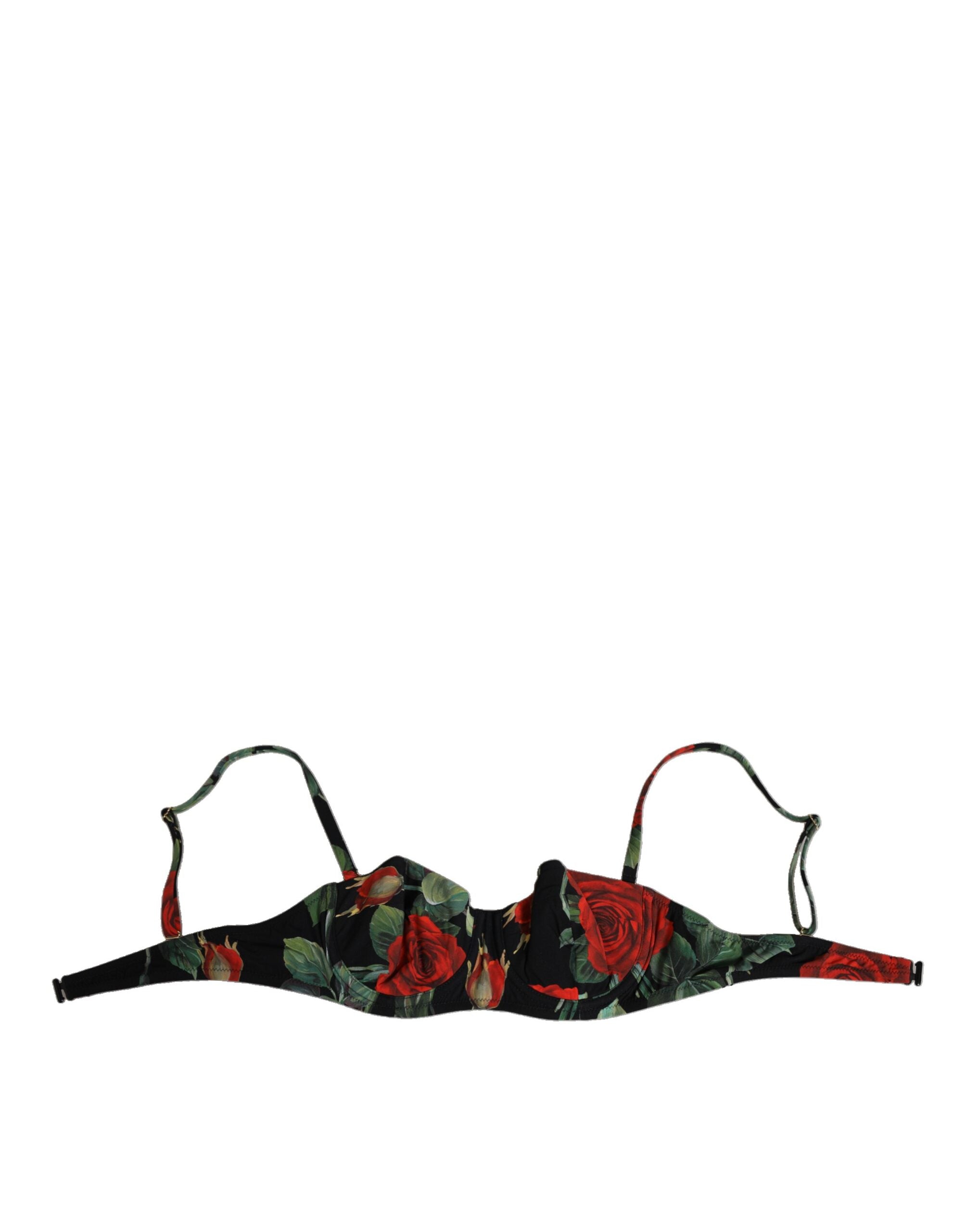 Dolce & Gabbana Black Floral Nylon Padded Balconnet Bra Women's Underwear (Pre-Owned)