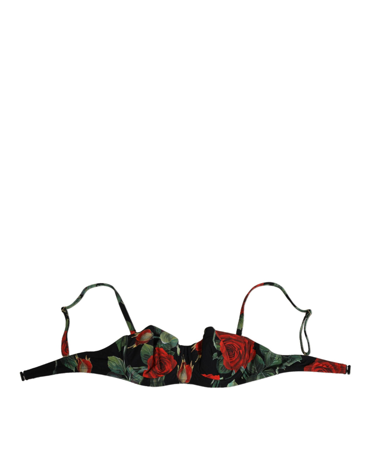 Dolce & Gabbana Black Floral Nylon Padded Balconnet Bra Women's Underwear (Pre-Owned)