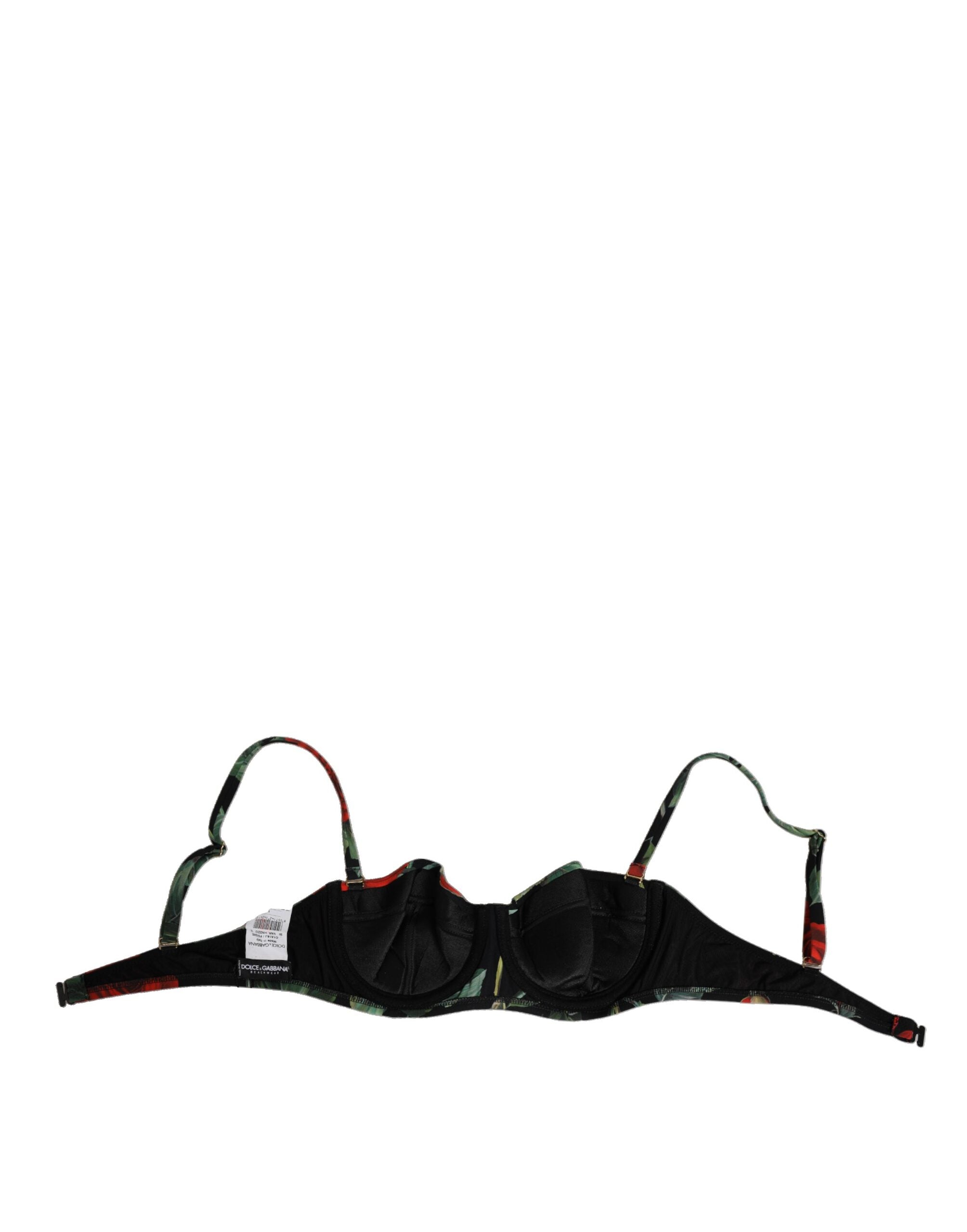 Dolce & Gabbana Black Floral Nylon Padded Balconnet Bra Women's Underwear (Pre-Owned)