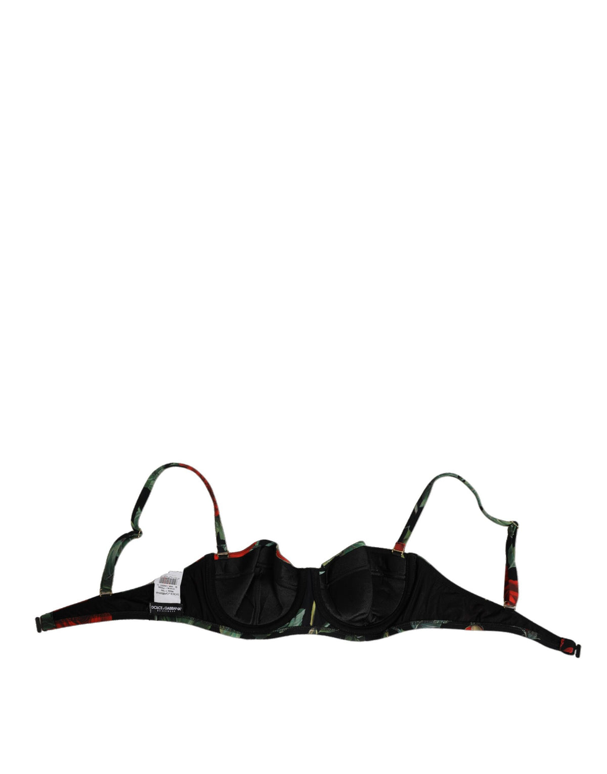 Dolce & Gabbana Black Floral Nylon Padded Balconnet Bra Women's Underwear (Pre-Owned)