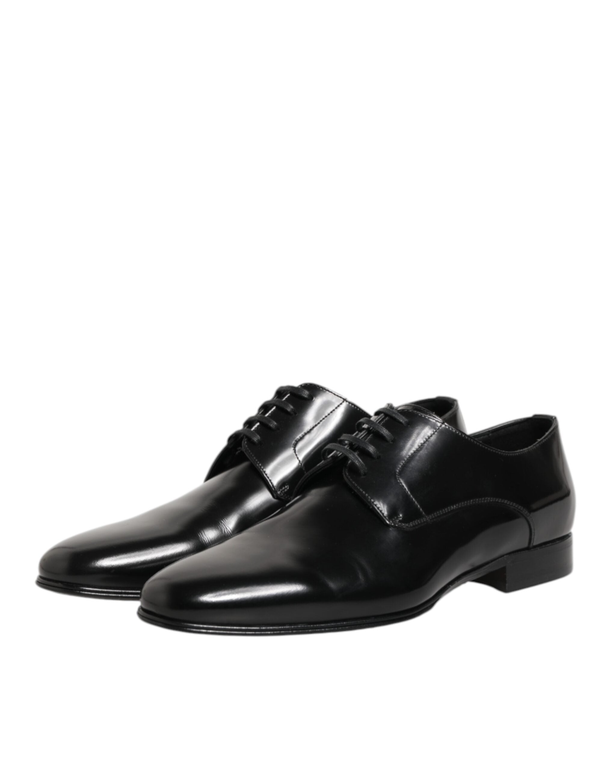 Dolce & Gabbana Black Calfskin Leather Derby Men Dress Men's Shoes