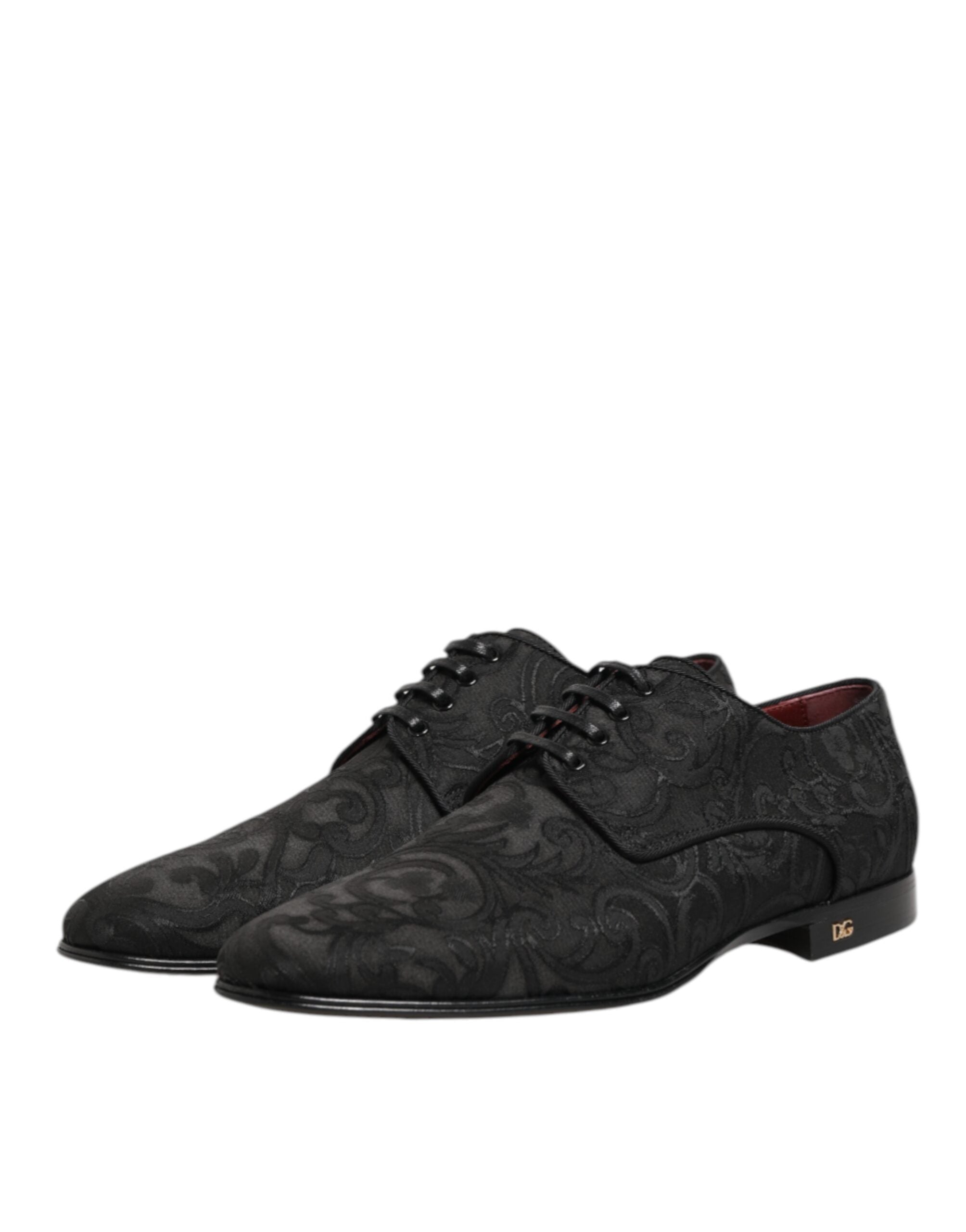 Dolce & Gabbana Black Brocade Lace Up Derby Men Dress Men's Shoes