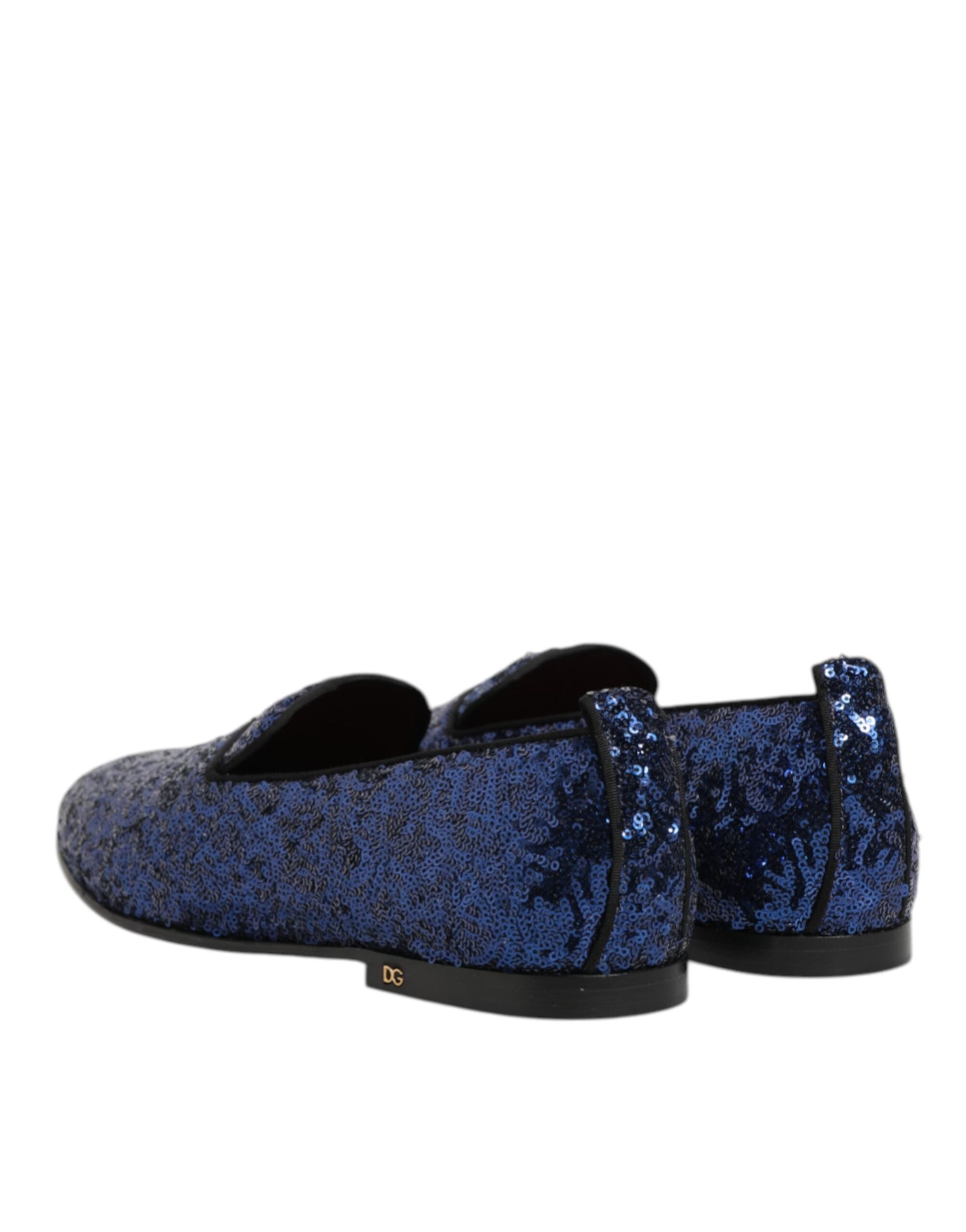 Dolce & Gabbana Blue Sequined Loafers Slippers Men Dress Men's Shoes