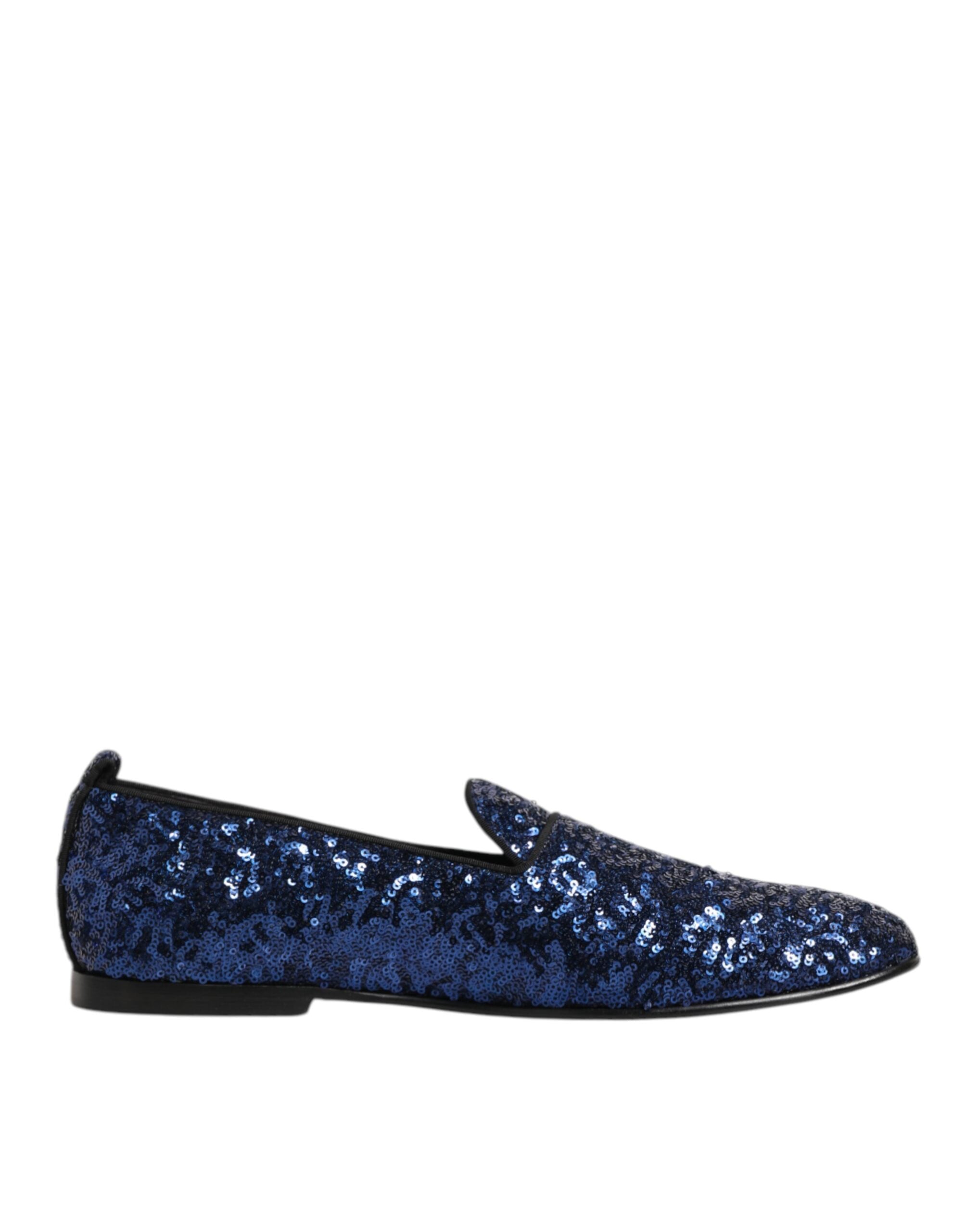 Dolce & Gabbana Blue Sequined Loafers Slippers Men Dress Men's Shoes
