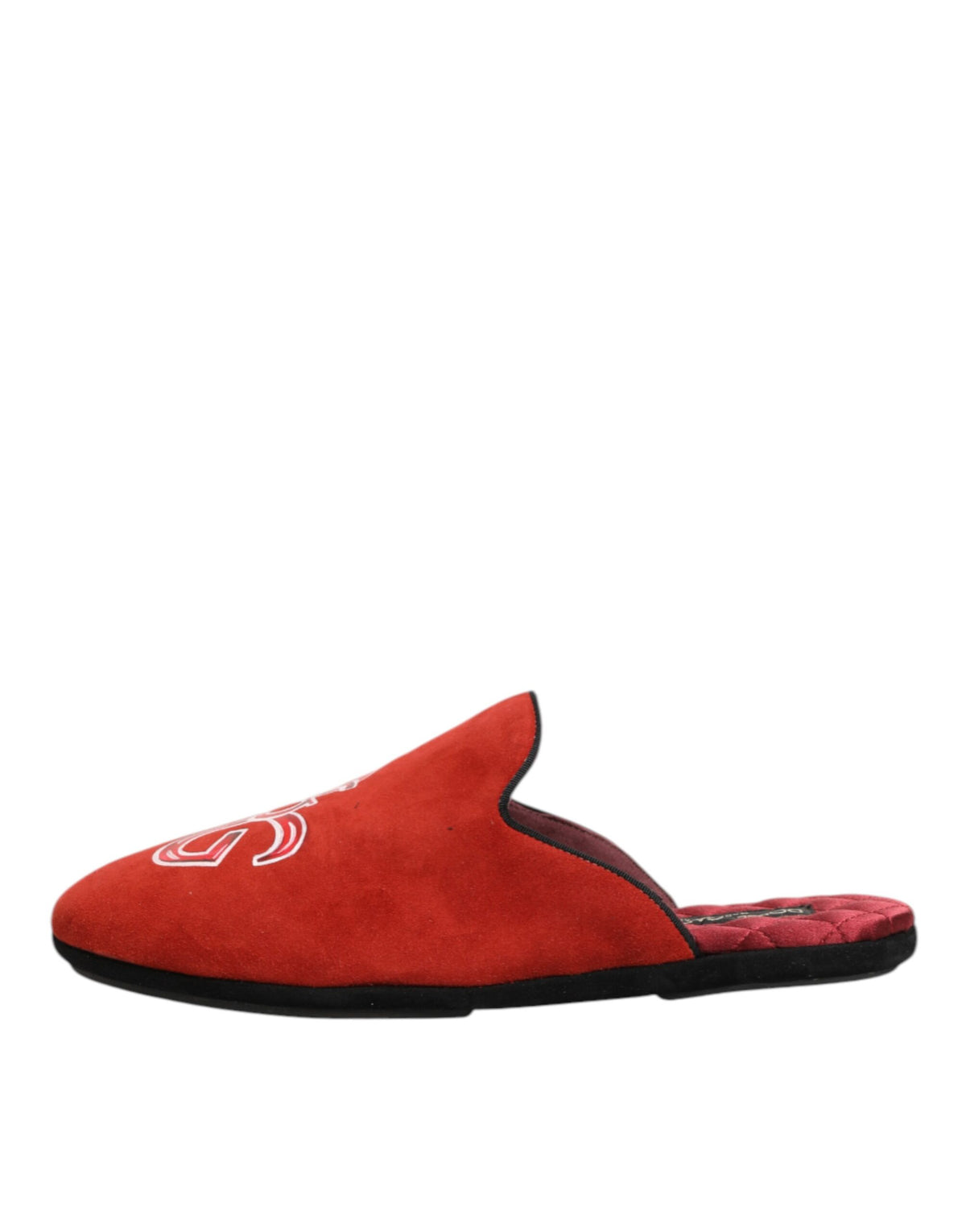 Dolce & Gabbana Red Suede DG King Men House Slippers Men's Shoes