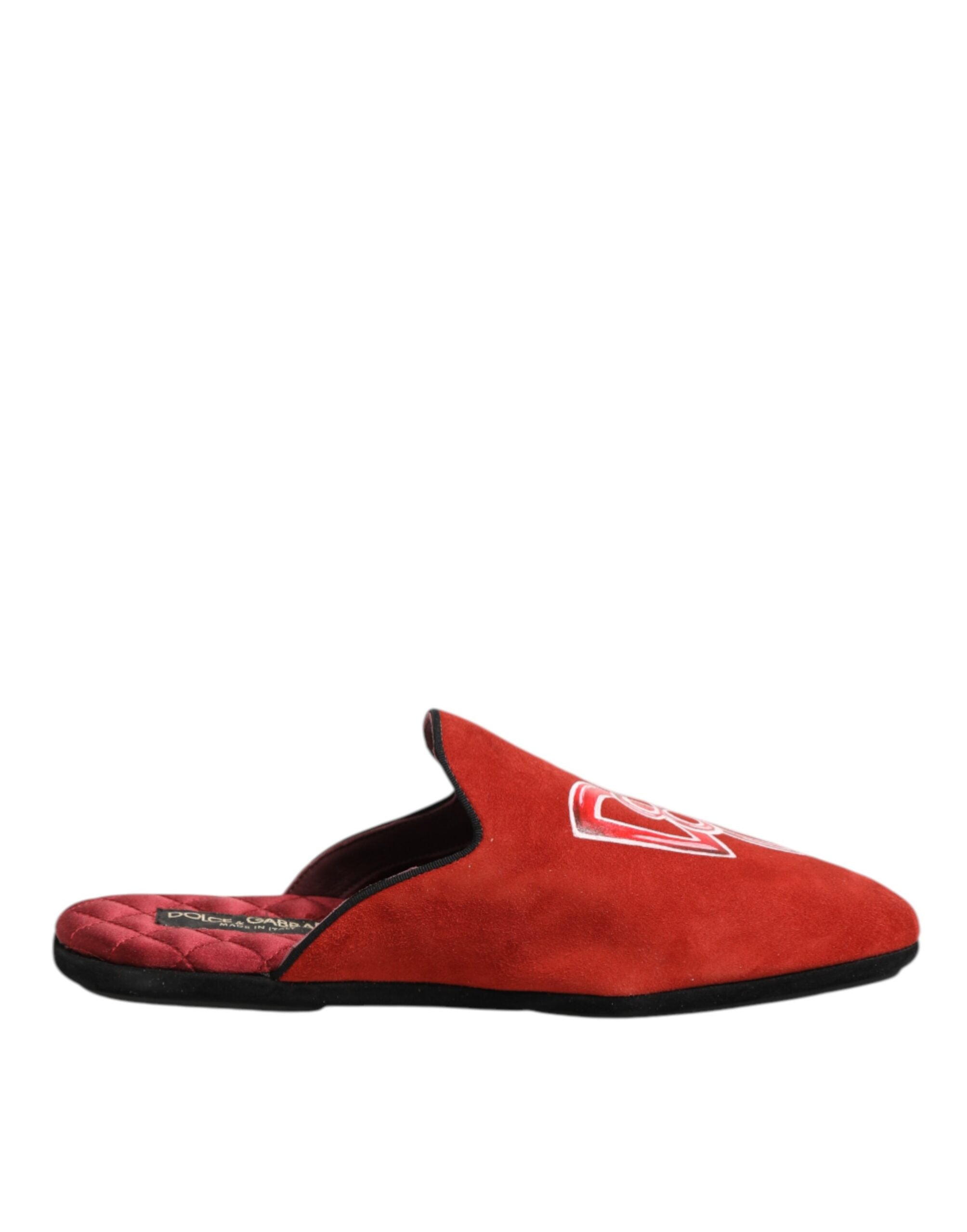 Dolce & Gabbana Red Suede DG King Men House Slippers Men's Shoes