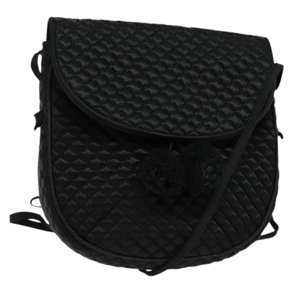 Bottega Veneta Intrecciato Clutch Calfskin Black Satin Shoulder Bag Bag (Pre-Owned)
