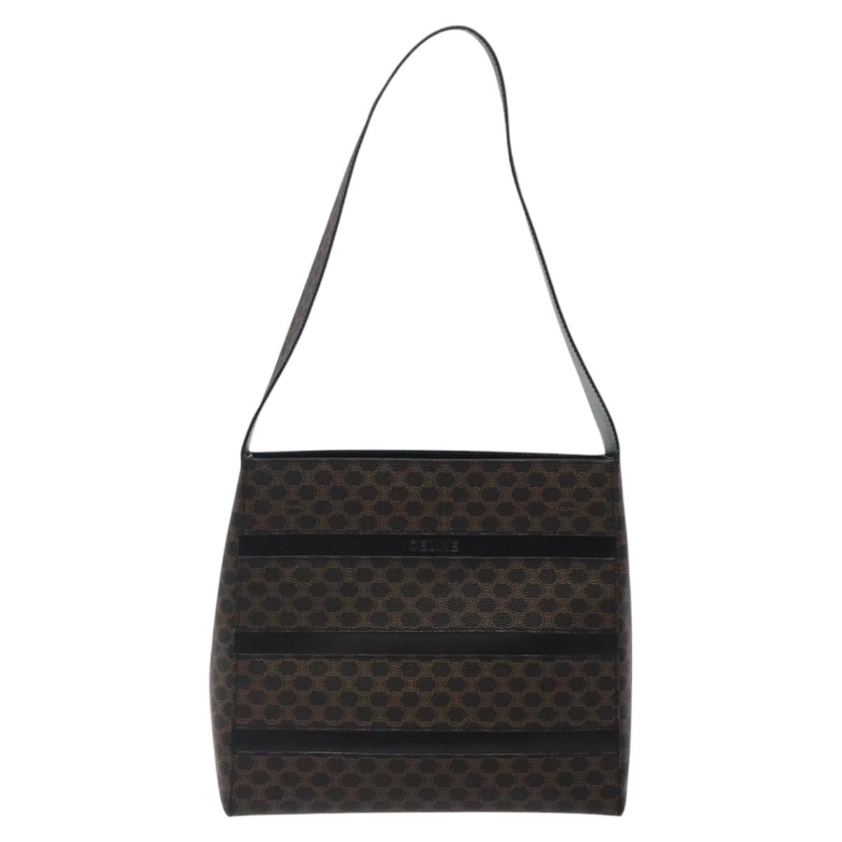 Celine Vintage Macadam Canvas And Leather Black Canvas Shoulder Bag Bag (Pre-Owned)