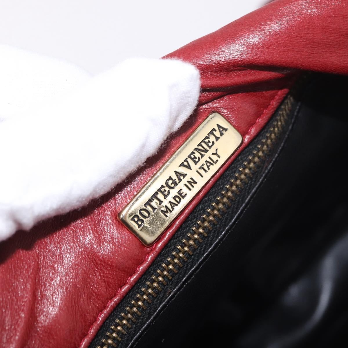 Bottega Veneta Flap Intrecciato Nappa Red Leather Shoulder Bag Bag (Pre-Owned)