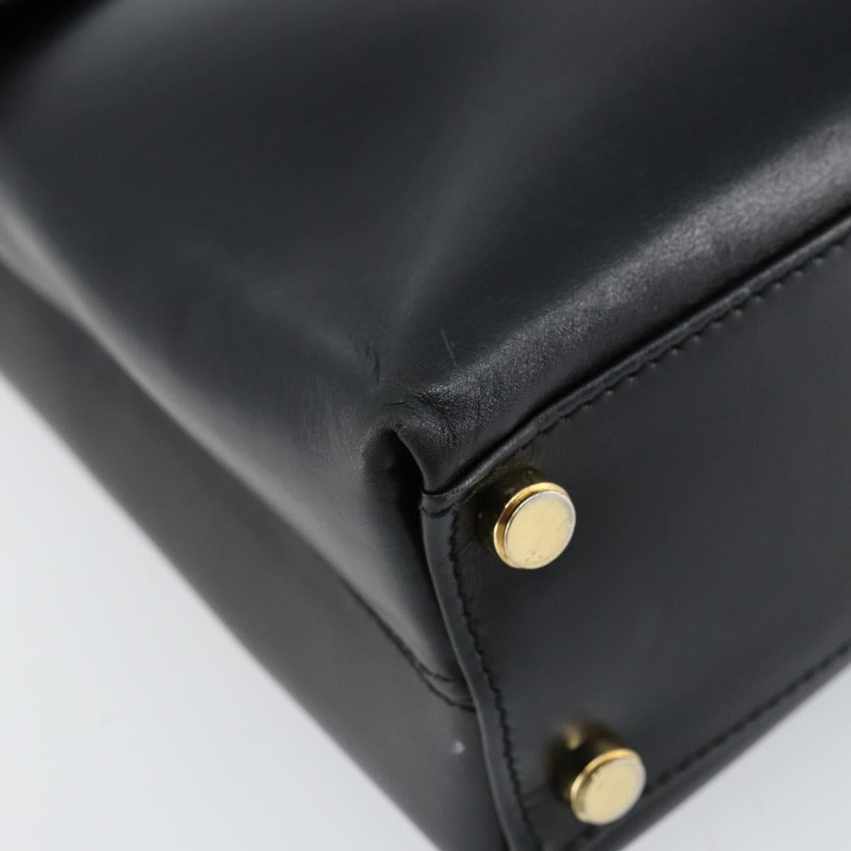 Salvatore Ferragamo Gancini Convertible Top Handle Leather Black Leather Handbag (Pre-Owned)