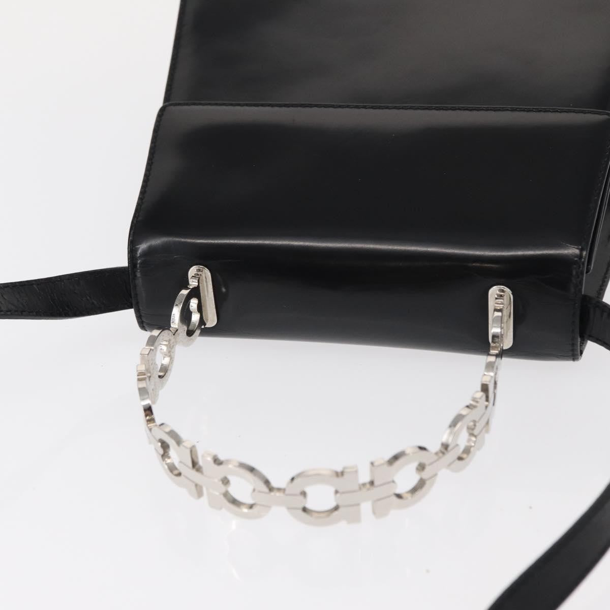 Salvatore Ferragamo Gancini Leather Black Leather Handbag (Pre-Owned)
