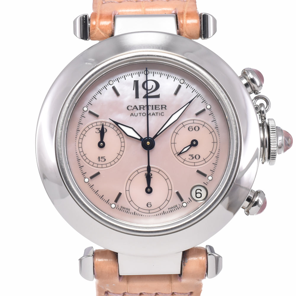 Cartier Pasha C Automatic Leather And Steel Watch (Pre-Owned)