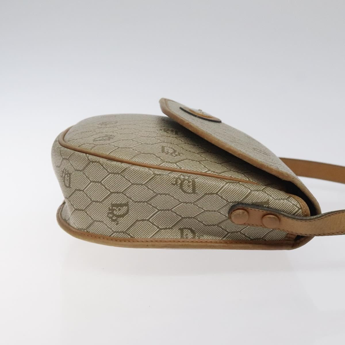 Christian Dior Vintage Honeycomb Flap Canvas And Leather Beige Canvas Shoulder Bag Bag (Pre-Owned)