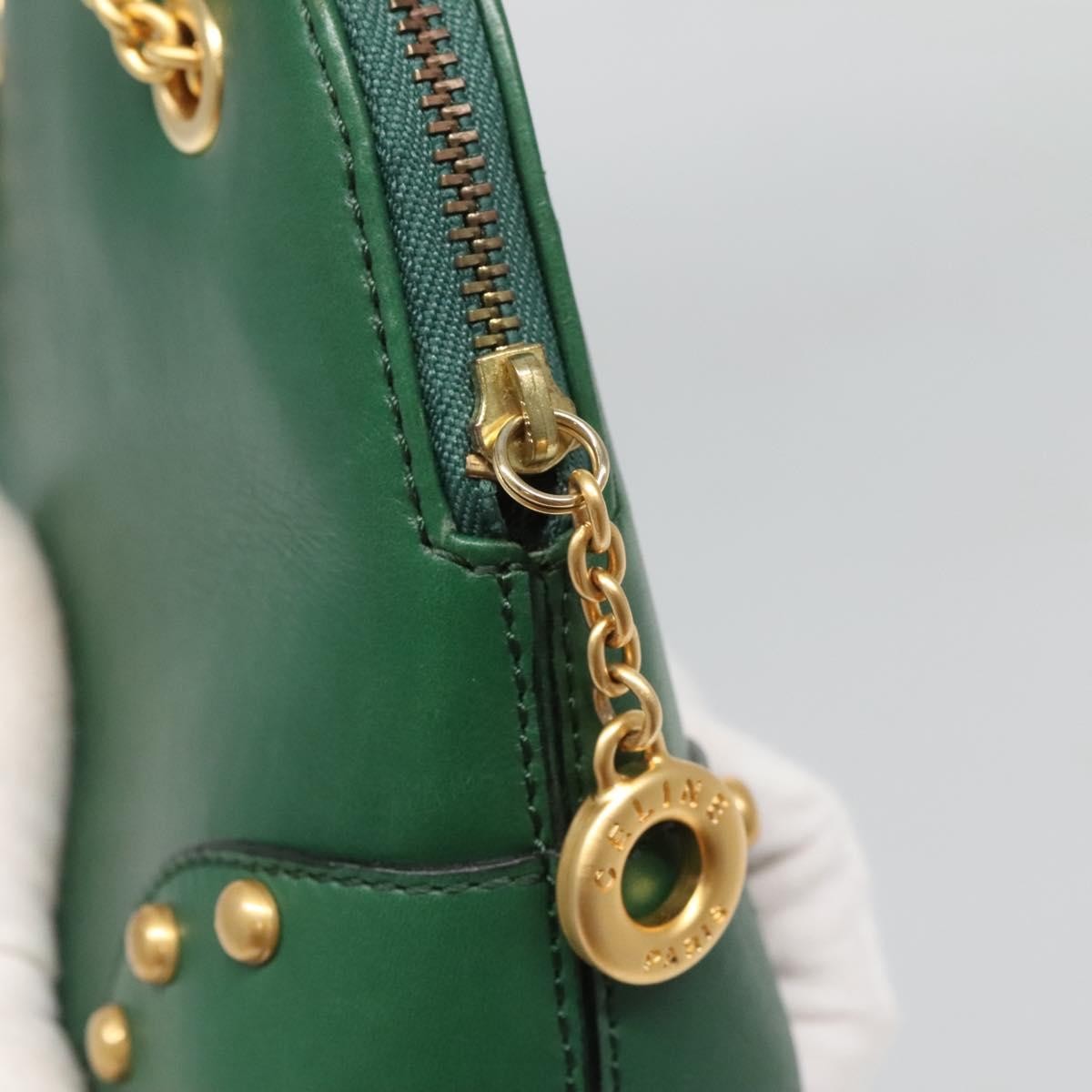 Celine Chain Vertical Quilted Lambskin Green Leather Shoulder Bag Bag (Pre-Owned)