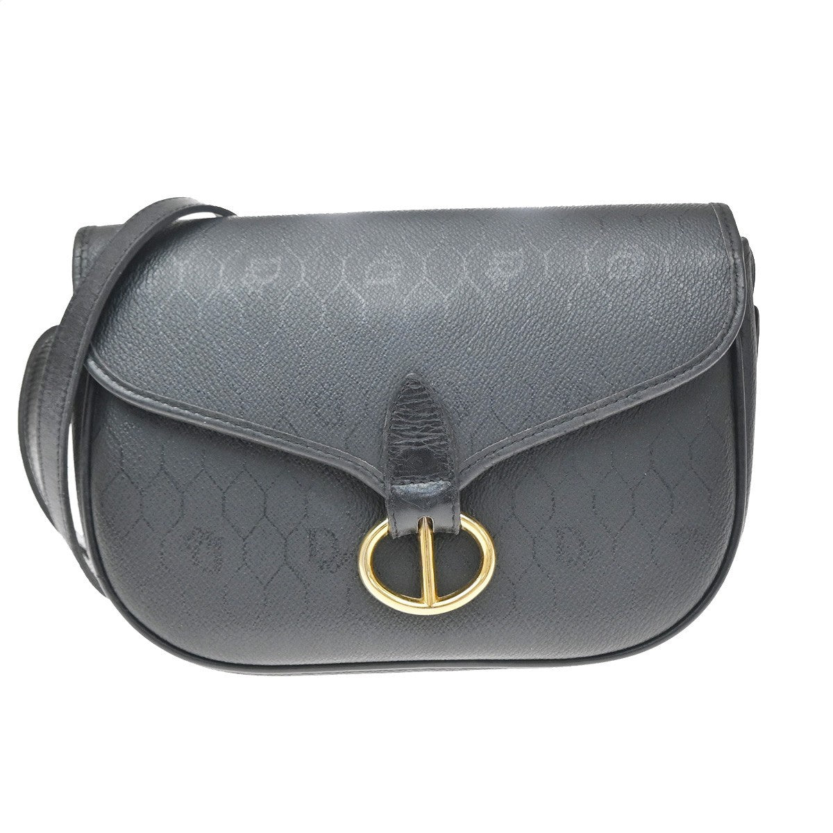 Christian Dior Vintage Honeycomb Flap Coated Canvas Black Canvas Shoulder Bag Bag (Pre-Owned)