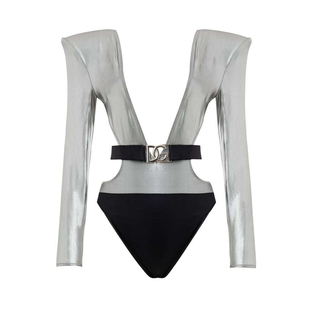 Dolce & Gabbana Gray Viscose One-Piece Women's Swimsuit
