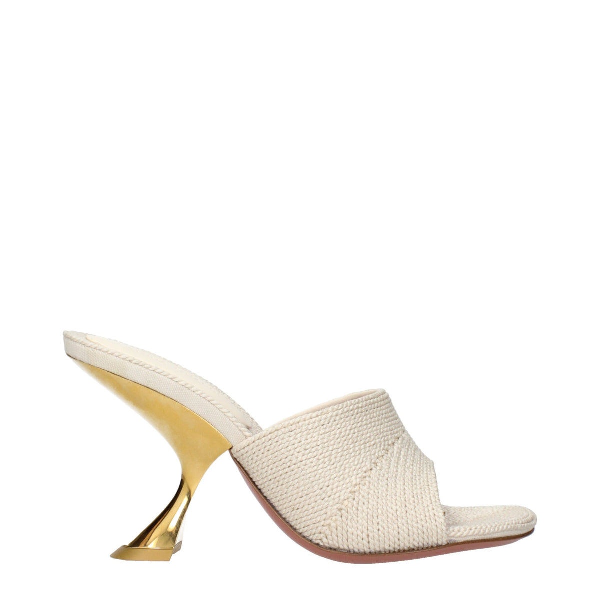 Amina Muaddi Beige Fabric Women's Slippers
