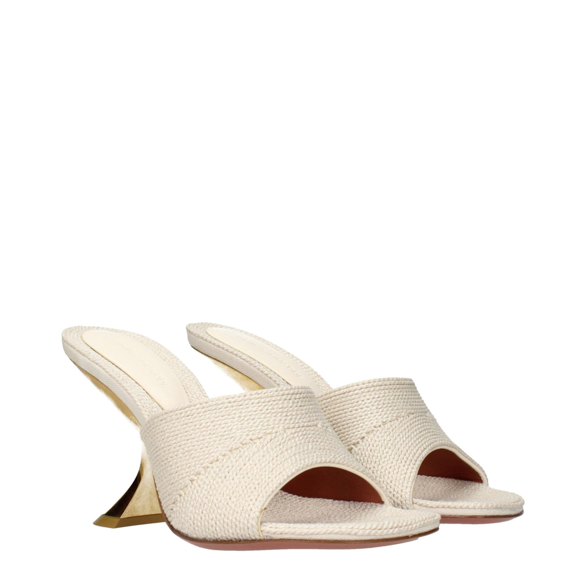 Amina Muaddi Beige Fabric Women's Slippers
