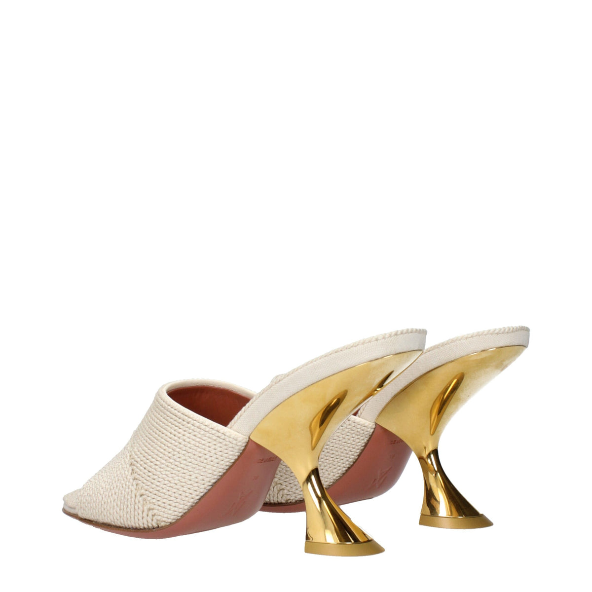 Amina Muaddi Beige Fabric Women's Slippers