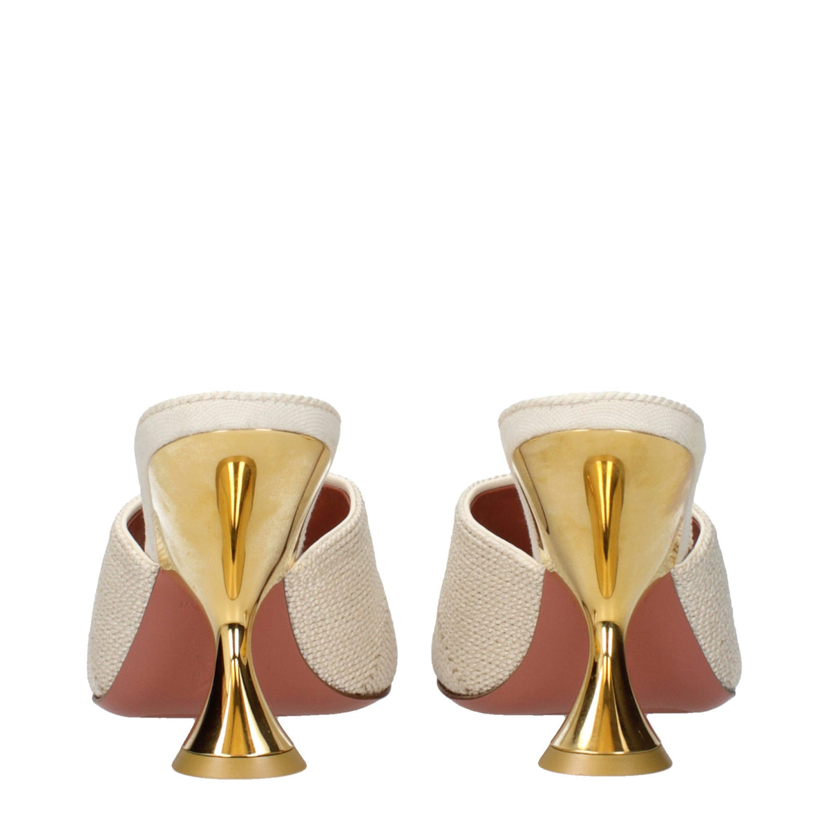 Amina Muaddi Beige Fabric Women's Slippers