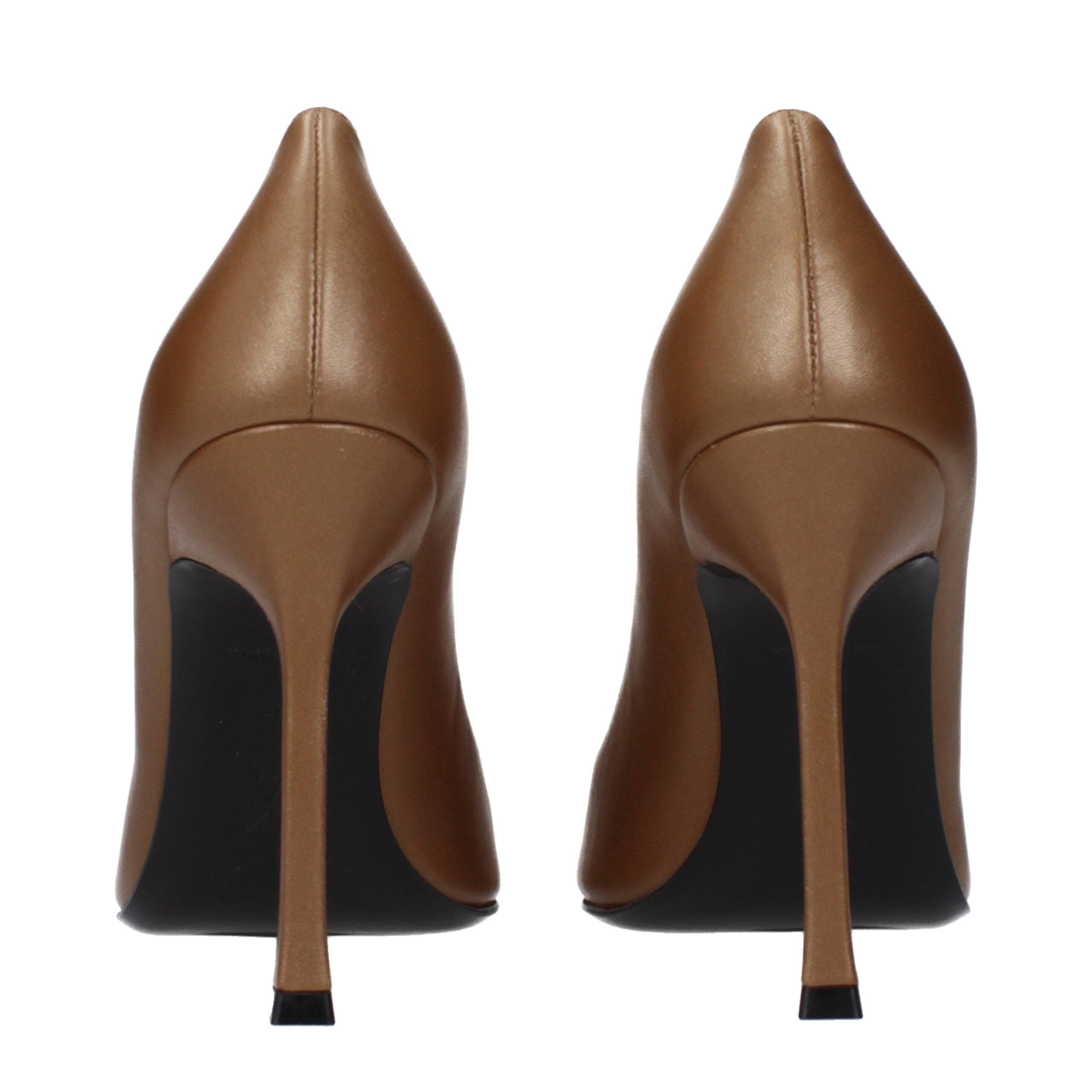Amina Muaddi Brown Leather High Heel Women's Pumps