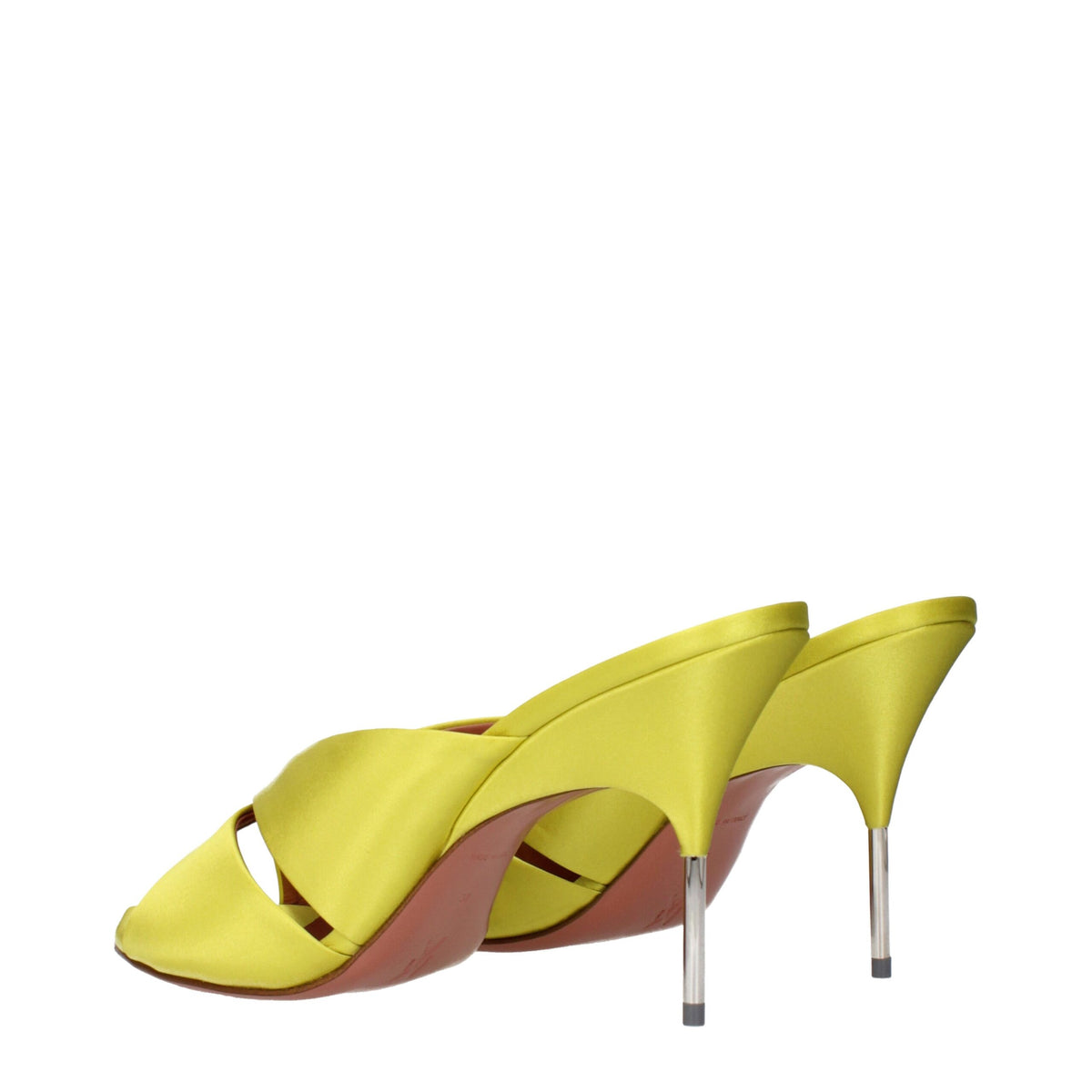 Amina Muaddi Green Satin Stiletto Heel Women's Sandals