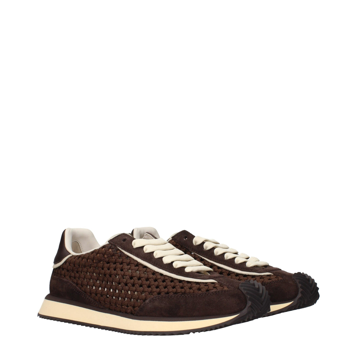 Dolce & Gabbana Brown Fabric Low Top Men's Sneakers