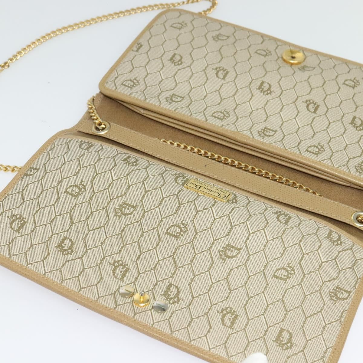 Christian Dior Vintage Chain Flap Leather Beige Leather Shoulder Bag Bag (Pre-Owned)