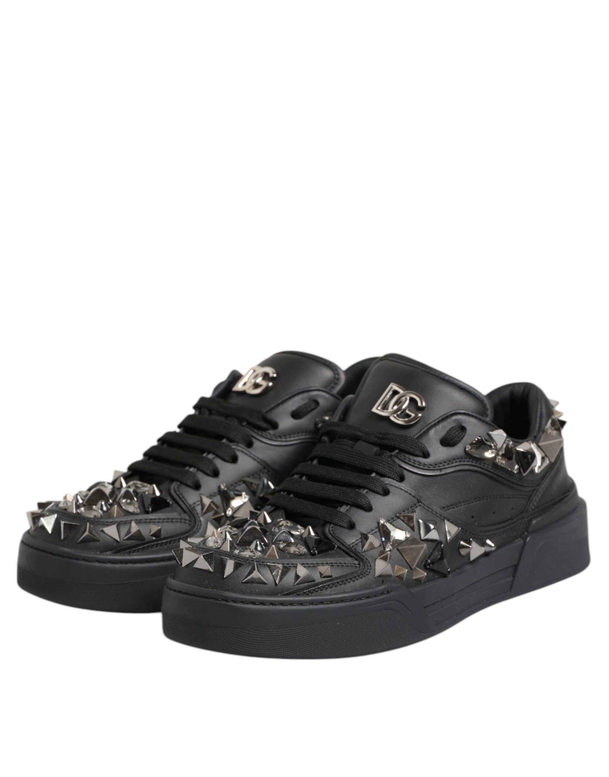 Dolce & Gabbana Black Portofino Studded Men Sneakers Men's Shoes (Pre-Owned)