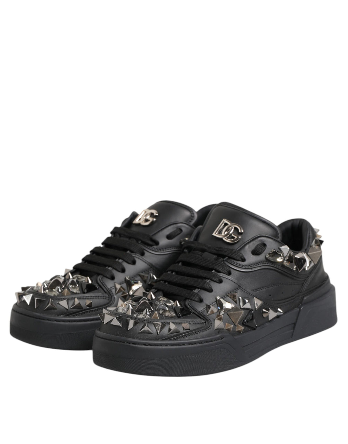 Dolce & Gabbana Black Portofino Studded Men Sneakers Men's Shoes (Pre-Owned)
