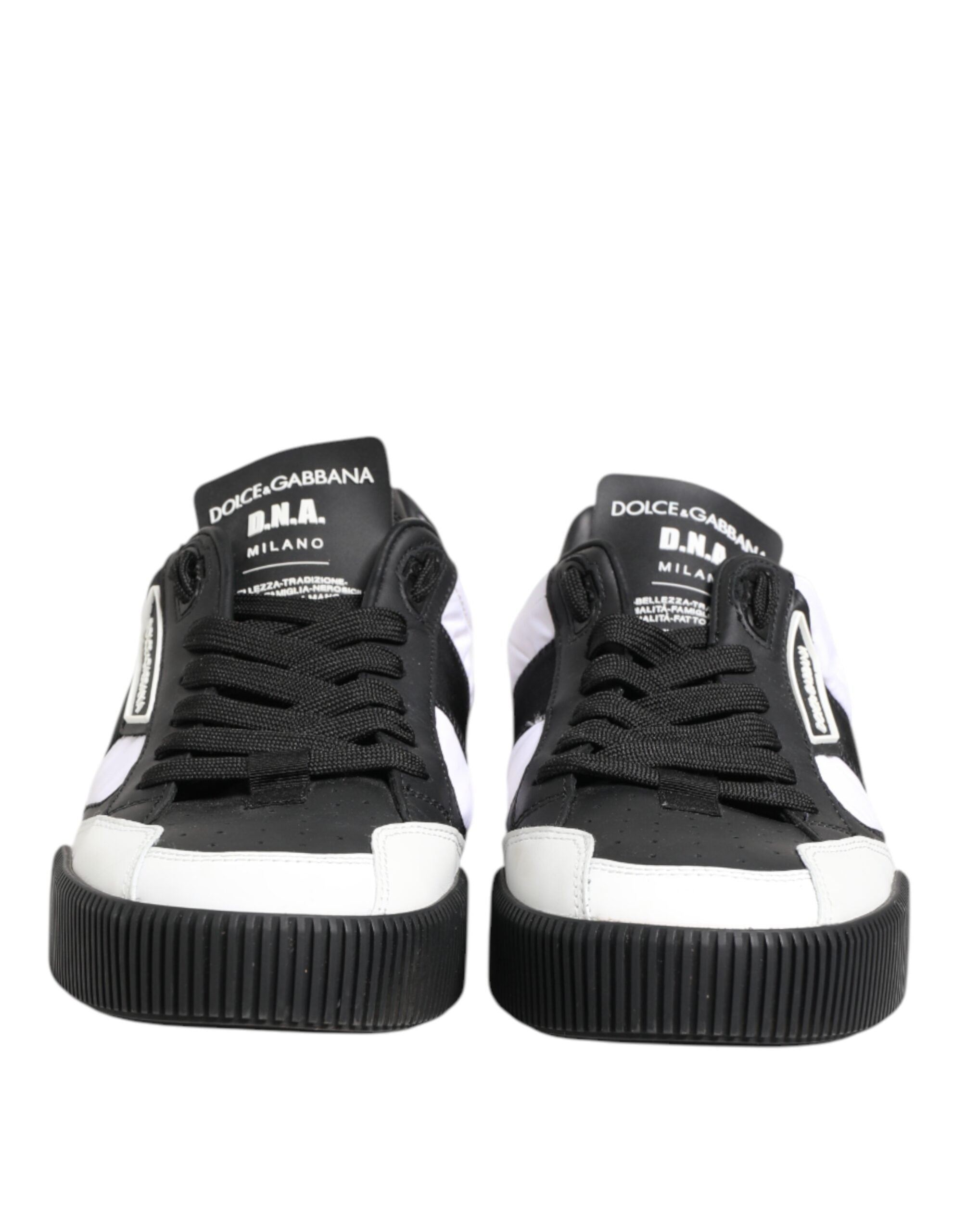Dolce & Gabbana Black White Leather MIAMI Low Top Sneakers Men's Shoes (Pre-Owned)