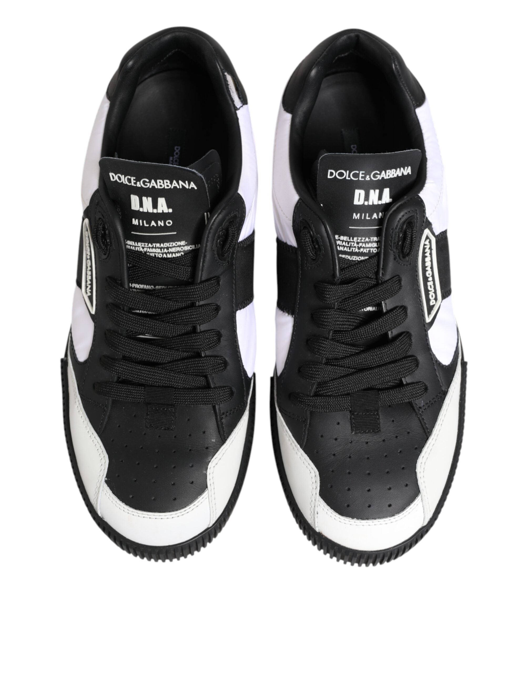Dolce & Gabbana Black White Leather MIAMI Low Top Sneakers Men's Shoes (Pre-Owned)