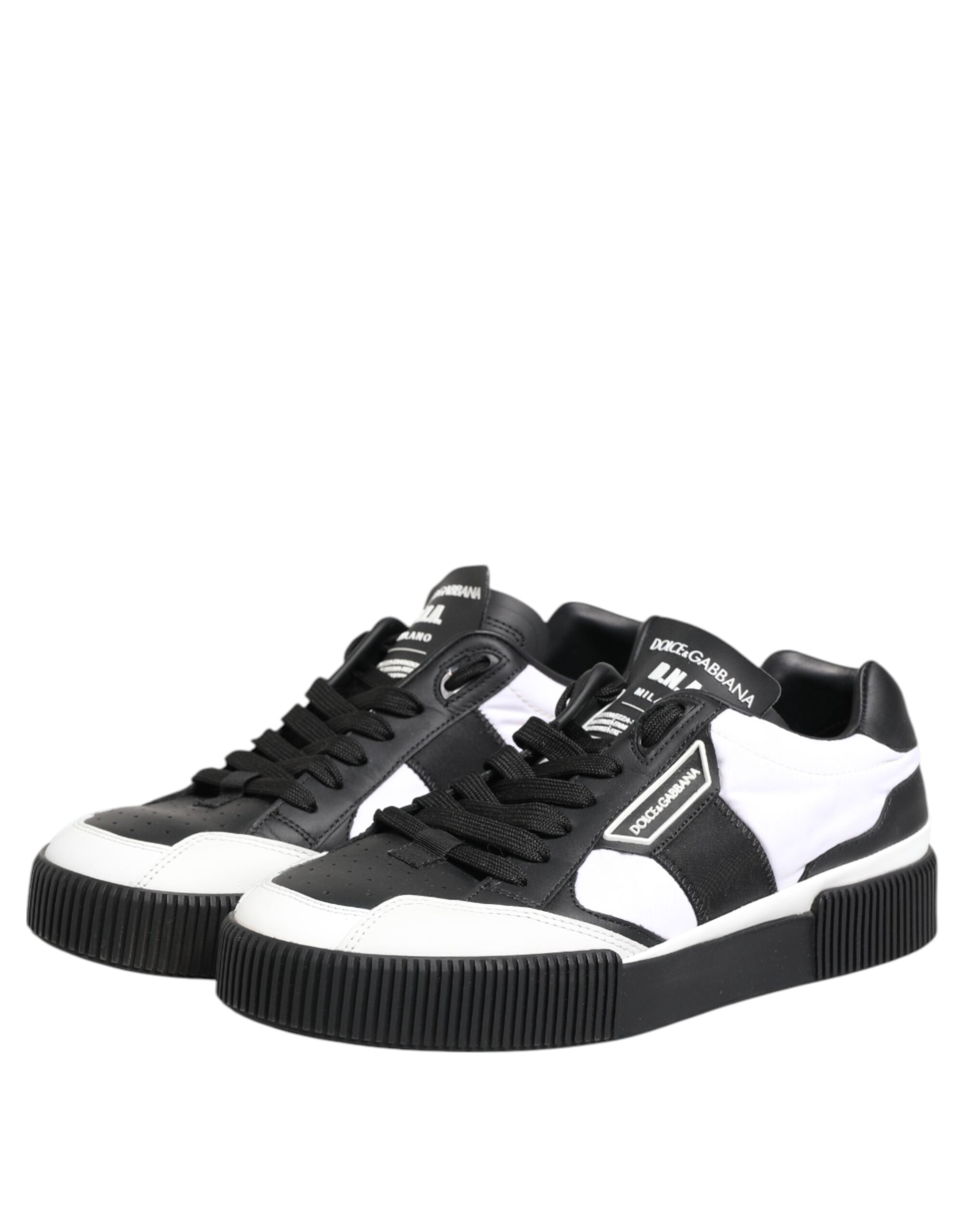 Dolce & Gabbana Black White Leather MIAMI Low Top Sneakers Men's Shoes (Pre-Owned)