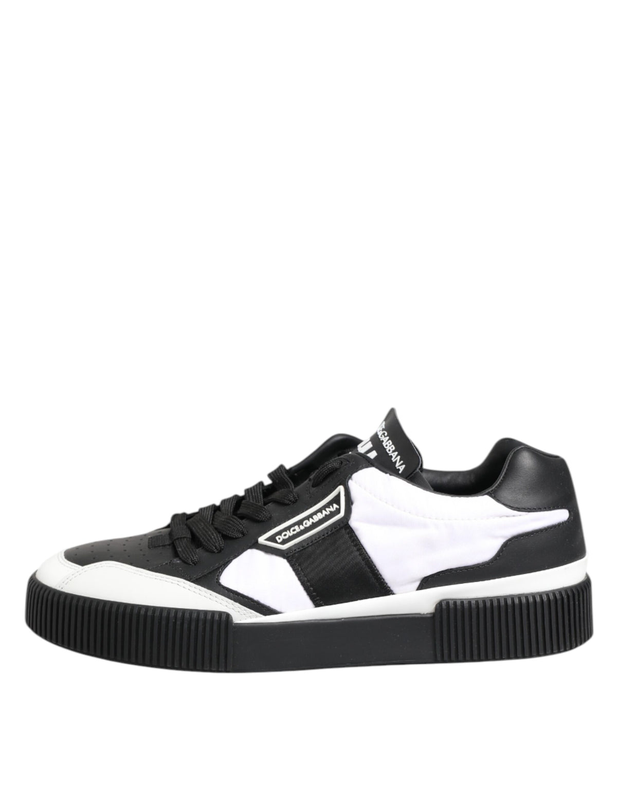 Dolce & Gabbana Black White Leather MIAMI Low Top Sneakers Men's Shoes (Pre-Owned)
