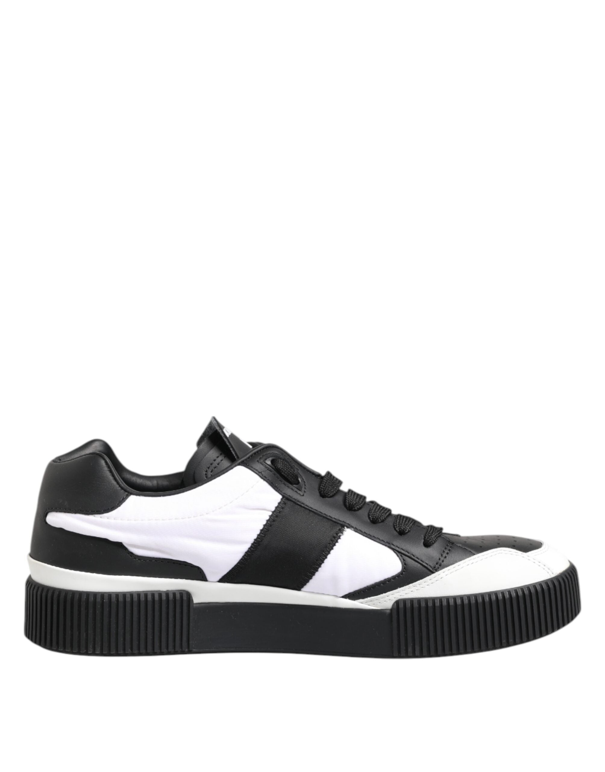 Dolce & Gabbana Black White Leather MIAMI Low Top Sneakers Men's Shoes (Pre-Owned)
