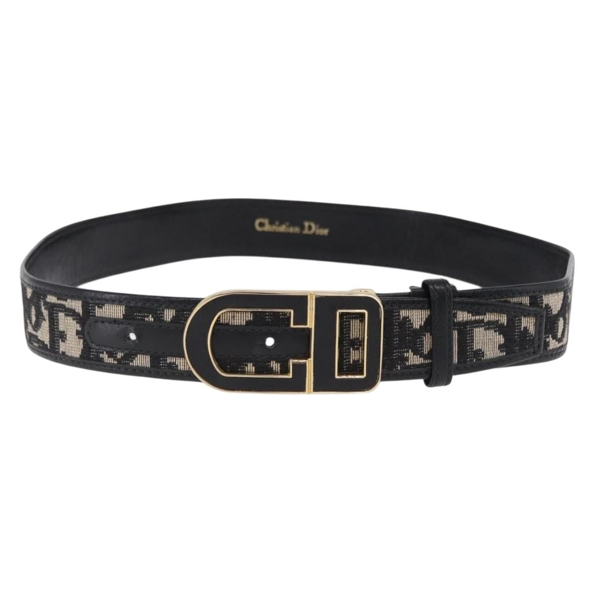 Christian Dior D Buckle Belt Canvas And Leather Navy Canvas Belts Accessory (Pre-Owned)