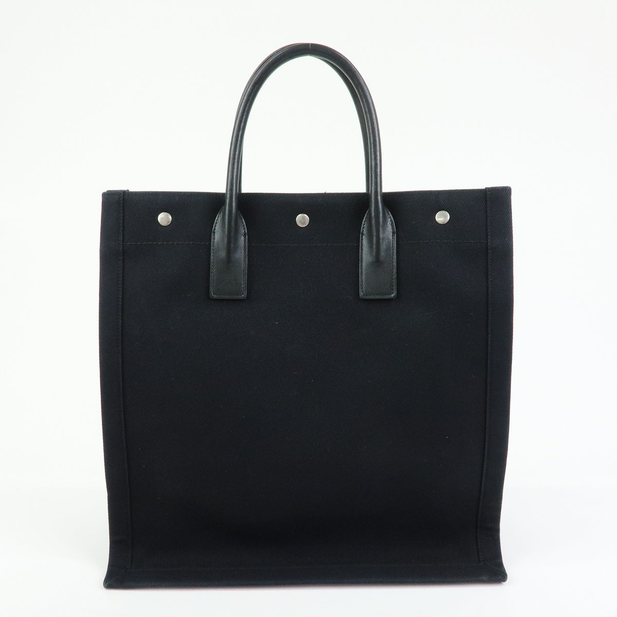 Saint Laurent Rive Gauche Shopper Canvas Black Canvas Tote Bag Bag (Pre-Owned)
