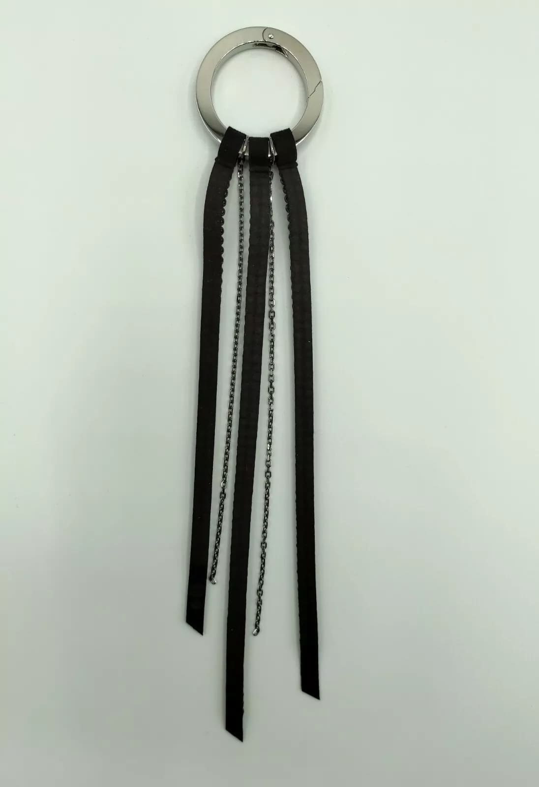 Women Black Gemstone Silver Chain Key Charm