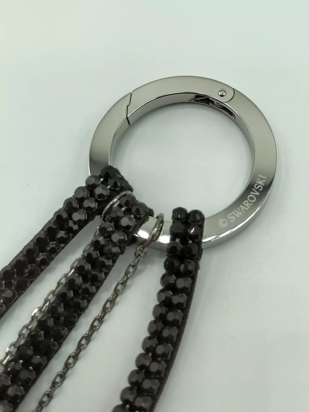 Women Black Gemstone Silver Chain Key Charm
