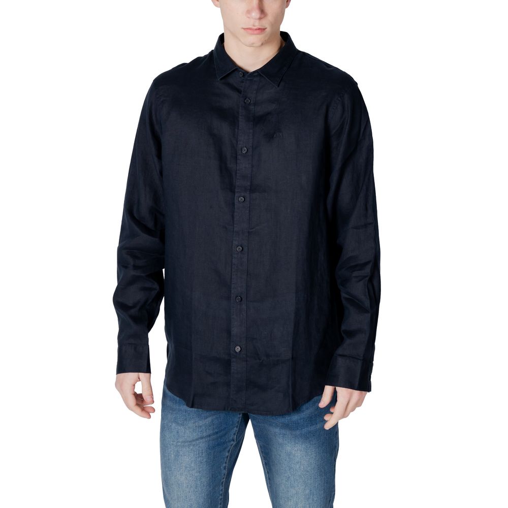 Armani Exchange Blue Linen Dress Men's Shirt