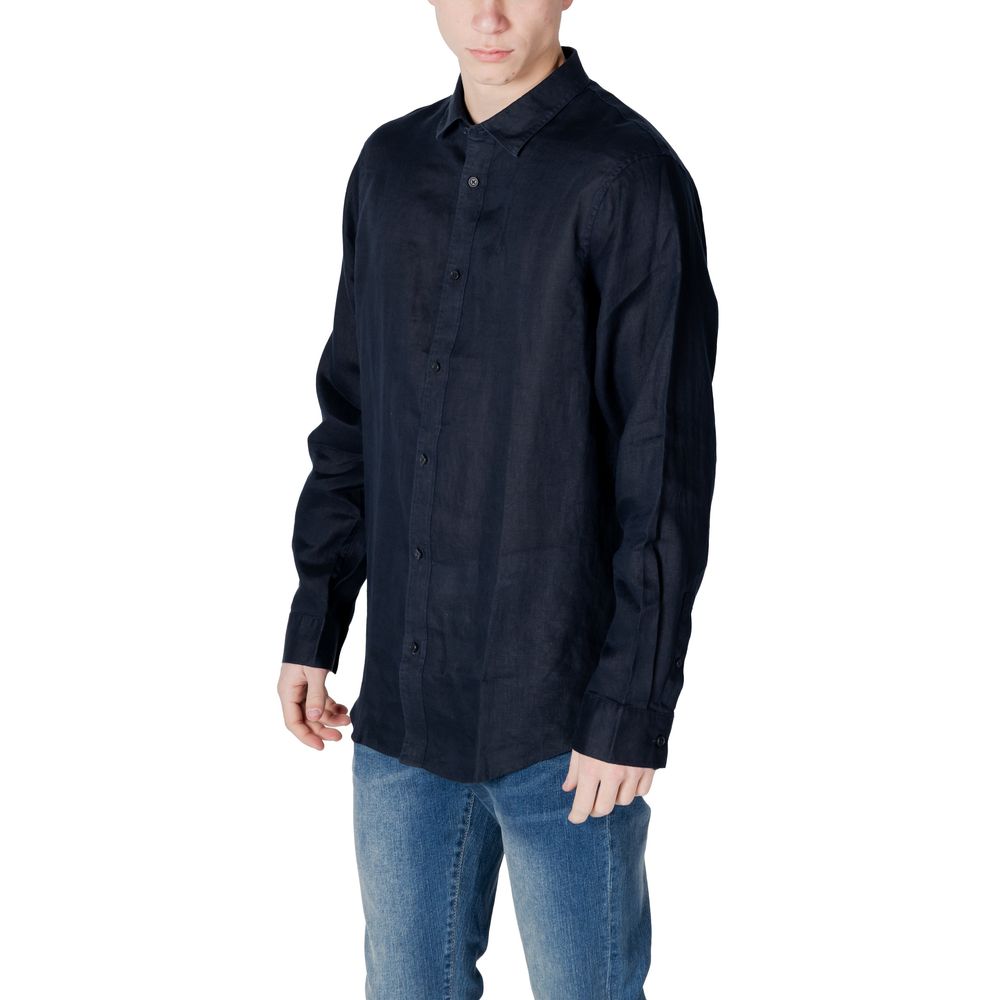 Armani Exchange Blue Linen Dress Men's Shirt