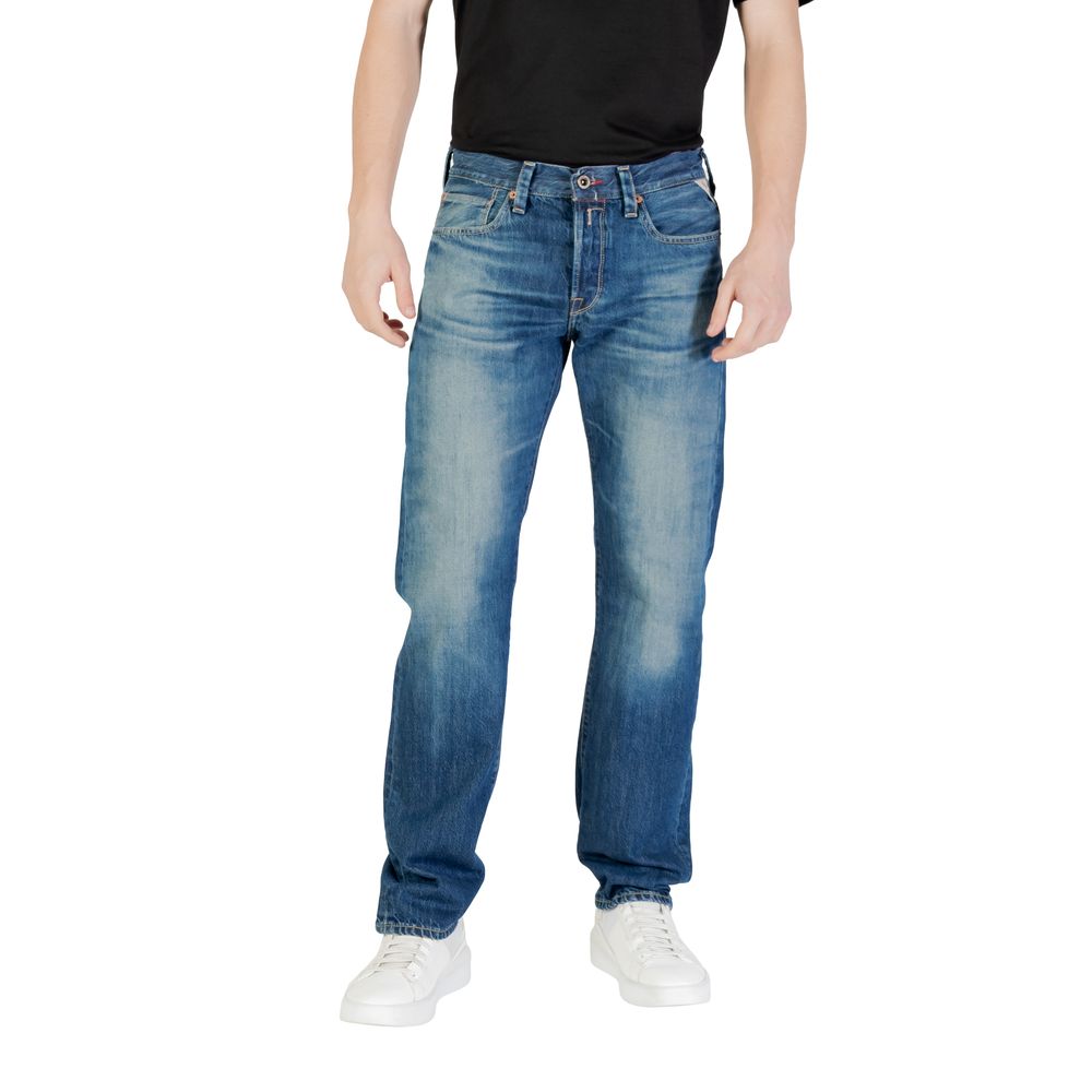 Replay Blue Cotton Relaxed Fit Men's Jeans