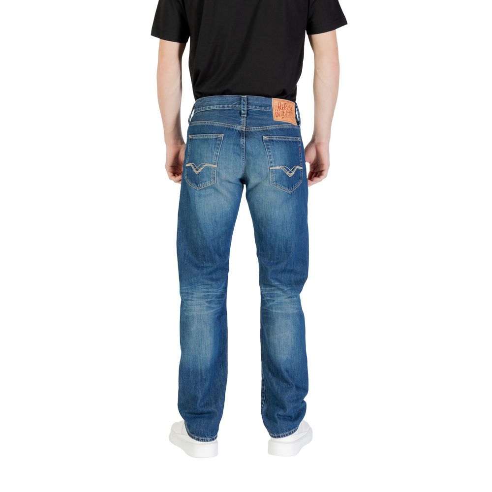 Replay Blue Cotton Relaxed Fit Men's Jeans