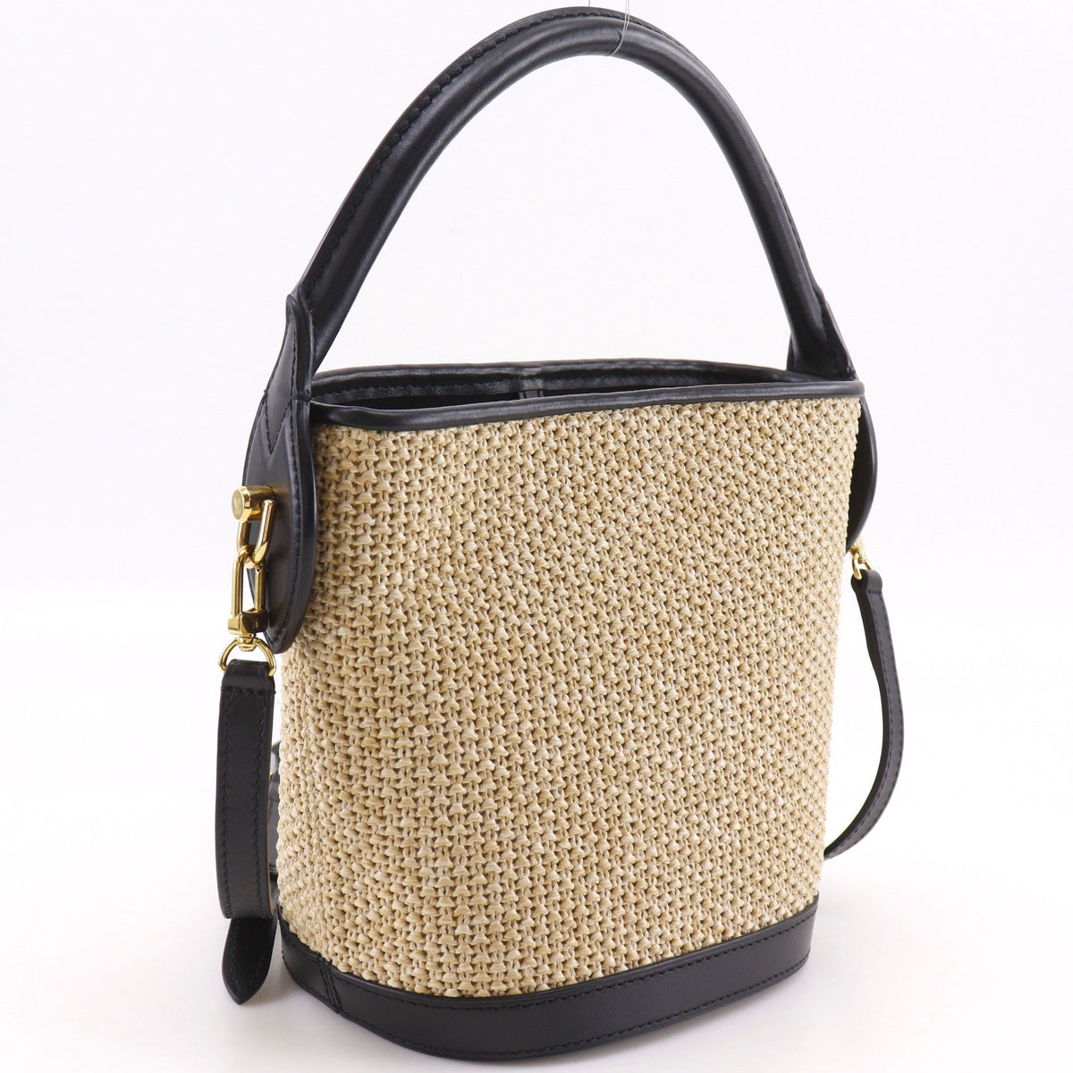 Louis Vuitton Petit Bucket Nm Raffia With Leather Beige Canvas Tote Bag Bag (Pre-Owned)