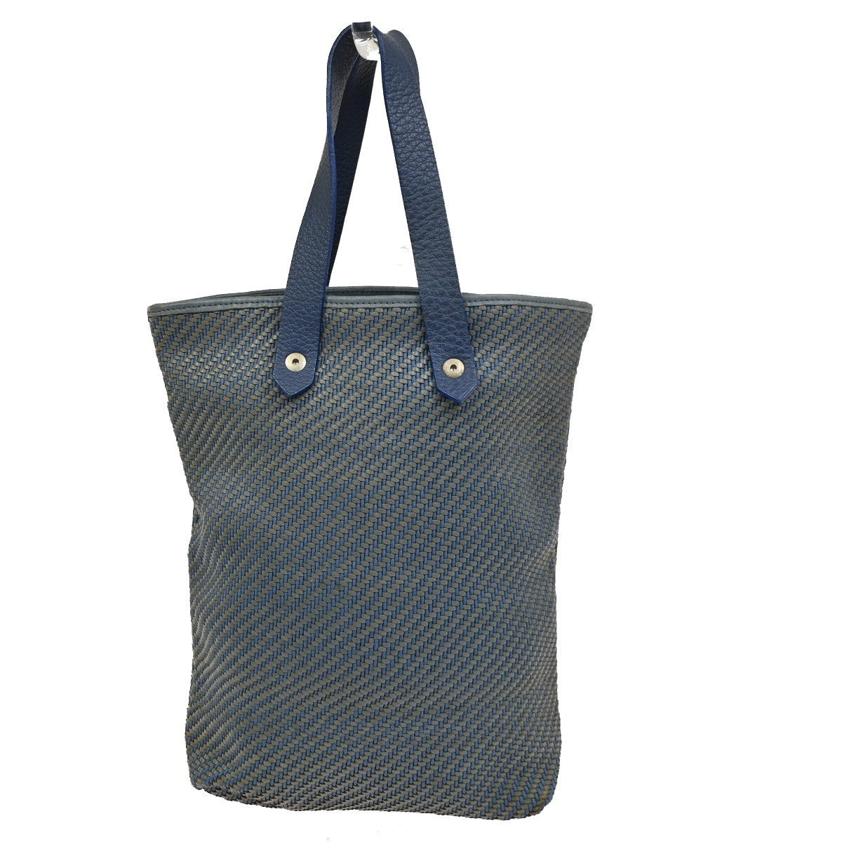 Hermes Ahmedabad Woven Leather And Canvas Blue Polyester Tote Bag Bag (Pre-Owned)